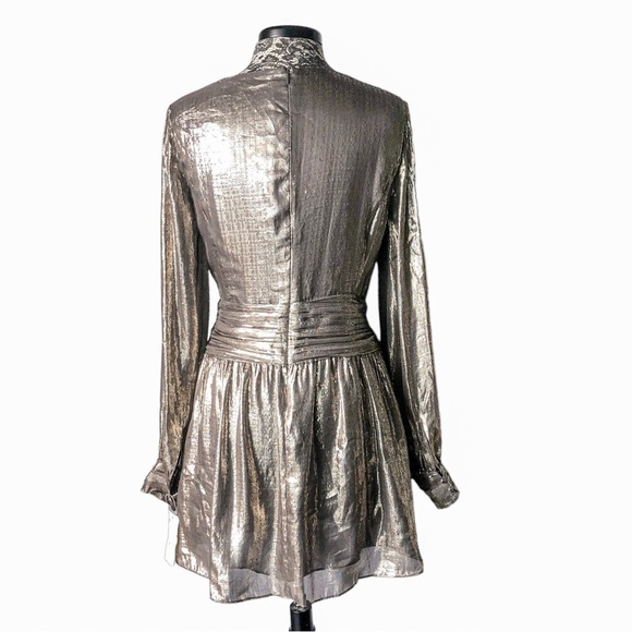 Ramy Brook Silk Metallic A- Line Dress Size 8 - Picture 5 of 10